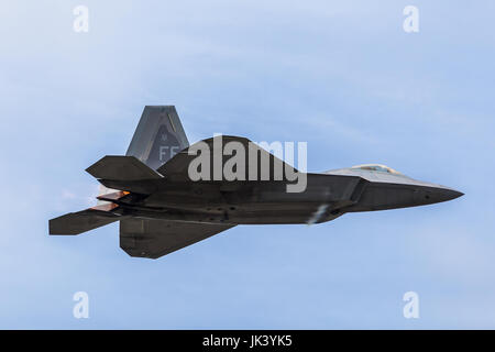 Il USAF F-22 Raptor il visto al 2017 Royal International Air Tattoo at Royal Air Force Fairford nel Gloucestershire - il più grande airshow militare Foto Stock