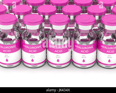 3D render di acido ialuronico fiale isolate su sfondo bianco Foto Stock