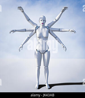 Robot donna con sei bracci Foto Stock