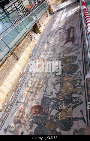 I mosaici romani della villa romana o il palazzo della Villa Imperiale del Casale Villa Romana del Casale, Sicilia, Italia Foto Stock