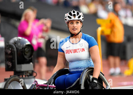 Carly Tait dopo aver gareggiato al Campionato Mondiale di Para Athletics 2017 allo Stadio Olimpico di Londra, Londra, Regno Unito Foto Stock