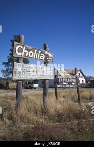 Argentina, Patagonia, Chubut Provincia, Cholila, la cittadina di digital signage Foto Stock