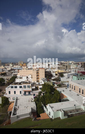 Puerto Rico, San Juan, San Juan Vecchia città elevata vista da Fort San Cristobal Foto Stock