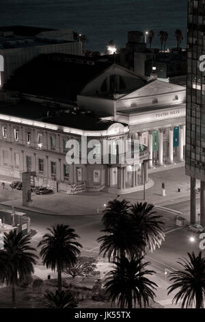 Uruguay, Montevideo, panoramica del teatro Teatro Solis, sera Foto Stock