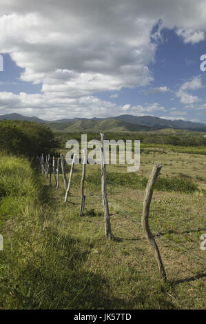 Nuova Caledonia, Nord-Ovest Grande Terre Isola, Kone Campo e recinzione, Foto Stock