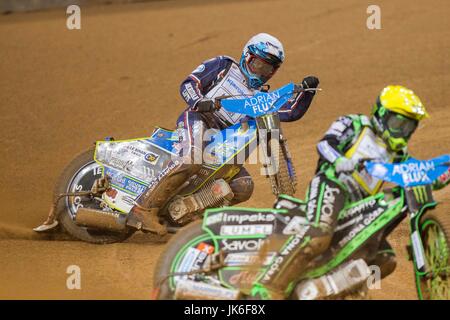 Cardiff, Galles, UK. 22 Luglio, 2017. Josh Bates durante l'Adrian Flux British FIM Speedway Grand Prix al Principato Stadium. Foto di credito: Mark Hawkins/Alamy Live News Foto Stock