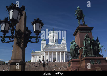 Finlandia, Helsinki, la Piazza del Senato, Senaatintori, Tuomiokirko, Cattedrale Luterana Foto Stock