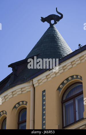 La Lettonia, Riga, Vecriga, Old Riga, arte Nouveau-Jugendstil edificio, il gatto di casa, 10 Meistaru Iela Street Foto Stock