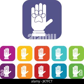 Le donazioni per animali domestici set di icone Illustrazione Vettoriale