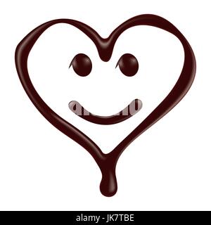 Cuore di cioccolato forma faccina sorridente su sfondo bianco, realistici illustrazione vettoriale Illustrazione Vettoriale