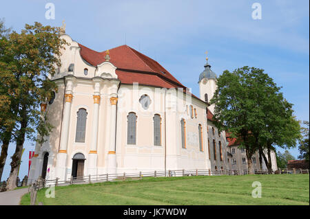 Chiesa del pellegrinaggio di Wies, Steingaden, Allgau, Baviera, Germania Foto Stock