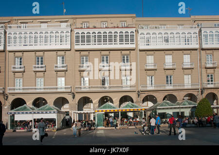 Maria Pita square, La Coruna, regione della Galizia, Spagna, Europa Foto Stock