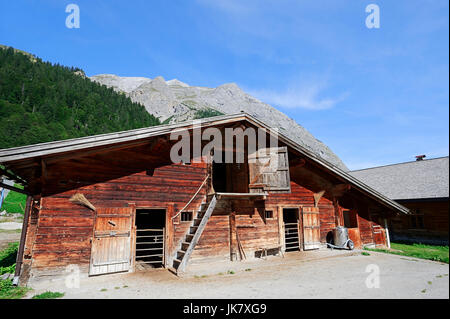 Alpine hut, Grosser Ahornboden, Karwendel park, Eng valley, Tyrol, Austria Foto Stock