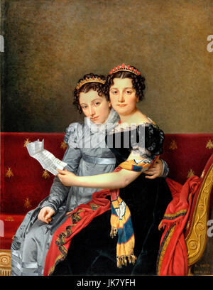 Jacques-Louis David, le sorelle Zenaide e Charlotte Bonaparte 1821 olio su tela. Getty Center di Los Angeles, Stati Uniti d'America. Foto Stock