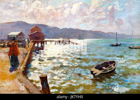 James M. Nairn, Porto di Wellington 1894 olio su tela. Il Te Papa Museum Tongarew, Nuova Zelanda. Foto Stock