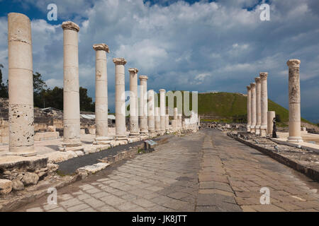 Israele, la Galilea, Beit She-An, Beit She-An National Park, di epoca romana rovine, Strada Romana Foto Stock