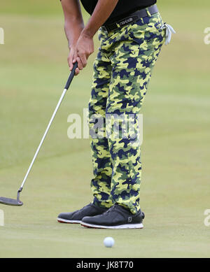 Il Kevin Na degli Stati Uniti si è tirato durante il terzo giorno di pratica dell'Open Championship 2017 al Royal Birkdale Golf Club, Southport. PREMERE ASSOCIAZIONE foto. Data immagine: Sabato 22 luglio 2017. Vedi PA storia GOLF Open. Il credito fotografico dovrebbe essere: Richard Sellers/PA Wire. Foto Stock