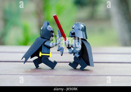 Lego Batman combattere Darth Vader Foto Stock