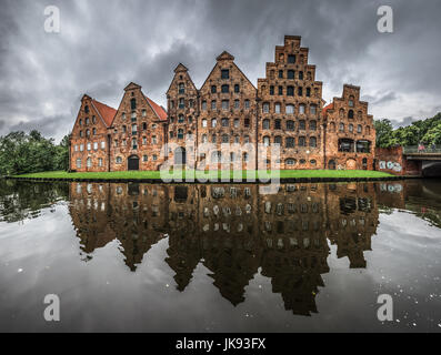 Salzspeicher, sale storiche magazzini di stoccaggio in Lubecca, Germania Foto Stock