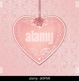 Il giorno di san valentino biglietto di auguri con amore cuori pattern. romantico data card con cuori pioggia sfondo. Foto Stock