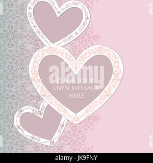 Il giorno di san valentino biglietto di auguri con amore cuori pattern. romantico data card con cuori pioggia sfondo. Foto Stock