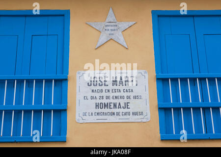 Cuba, La Habana, La Habana Vieja, luogo di nascita di José Marti, padre di indipendenza cubana Foto Stock