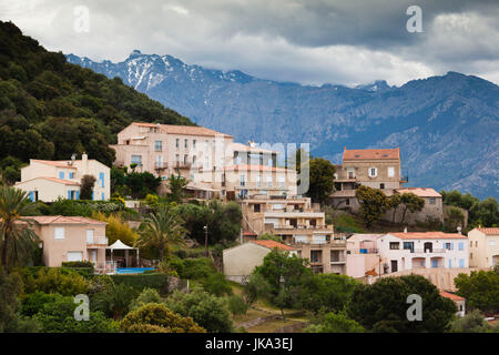 Francia, Corsica, Haute-Corse Reparto, La Balagne Lumio, elevati vista città Foto Stock