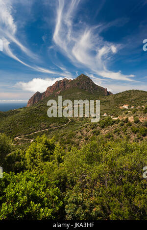 Francia, Corsica, Corse-du-Sud Dipartimento, Corsica Costa Occidentale Regione, Golfe de Girolata golfo, vista in elevazione Foto Stock