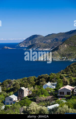 Francia, Corsica, Haute-CorseReparto, Le Cap Corse, Pino, vista costiera Foto Stock