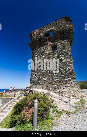 Francia, Corsica, Haute-Corse Reparto, Le Cap Corse, Nonza, Tour de Nonza tower Foto Stock