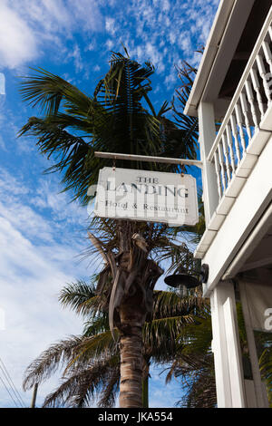 Bahamas, Eleuthera Island Harbour Island, lo sbarco Hotel, segno Foto Stock