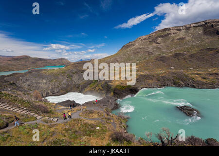 Il Cile, regione di Magallanes, Parco Nazionale Torres del Paine, Salto Grande Cascata Foto Stock