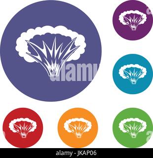 Atomical esplosione set di icone Illustrazione Vettoriale