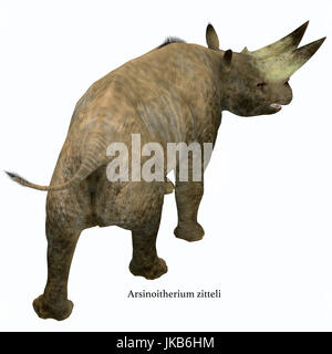 Arsinoitherium era un rinoceronte erbivori-come mammifero che vivevano in Africa all'inizio periodo Oligocene. Foto Stock