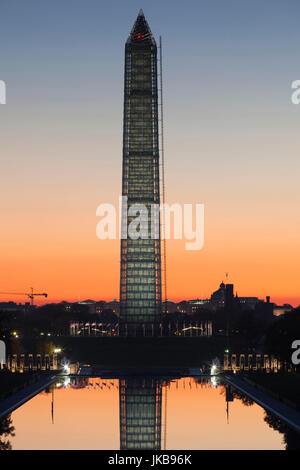 Stati Uniti d'America, Washington DC, il Monumento a Washington, alba Foto Stock