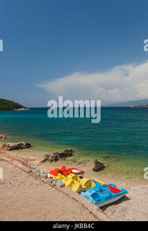 L'Albania, Albanese Riviera, Ksamil, città spiaggia Foto Stock