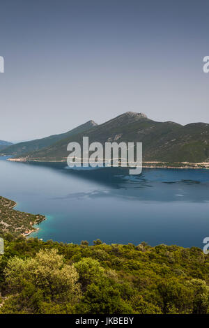 La Grecia, Regione di Tessaglia, Trikeri, Pelion Peninsula, vista in elevazione del Golfo Pagasitikos Foto Stock