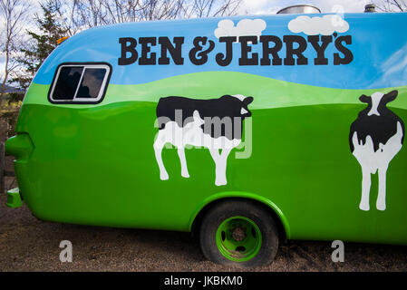 Stati Uniti d'America, Vermont, Waterbury, gelato Ben & Jerry World, il Cowmobile Foto Stock