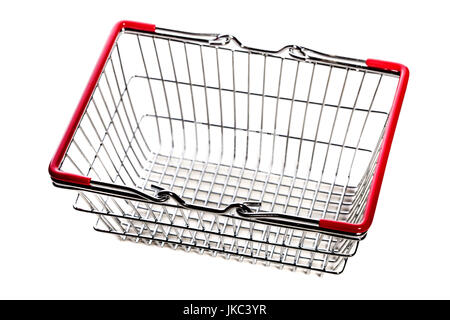 Metallo piccolo Shopping basket contro uno sfondo bianco Foto Stock