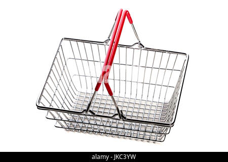 Metallo piccolo Shopping basket contro uno sfondo bianco Foto Stock