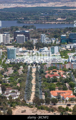 Australia, Territorio della Capitale Australiana, ACT, Canberra, città vista dal Monte Ainslie, mattina Foto Stock