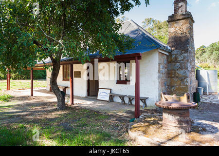 In Australia, in Sud Australia, Clare Valley, Penwortham, John Horrock's Cottage costruito dal settore pioniere nel 1839, esterna Foto Stock