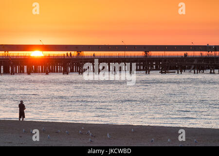 In Australia, in Sud Australia, Yorke Peninsula, Wallaroo, città jetty, sunset Foto Stock