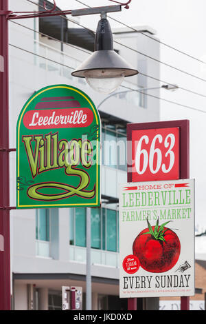 Australia, Australia occidentale, Perth-Leederville, Leederville Village, segni Foto Stock
