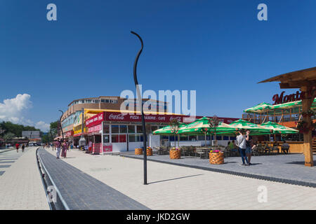 La Romania, il litorale del Mar Nero, Mamaia, beach boardwalk Foto Stock