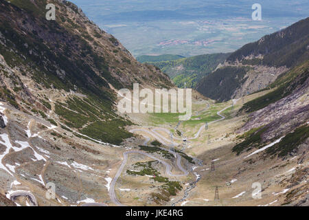 La Romania, Transilvania, la Transfagarasan Road, Romania i livelli più elevati di strada, vista in elevazione Foto Stock