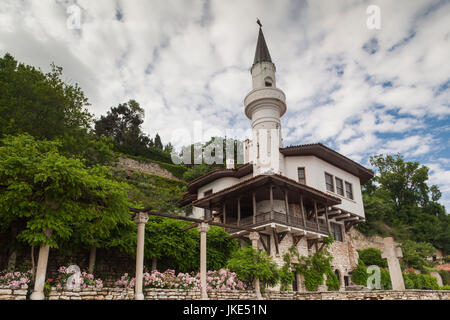 La Bulgaria, la costa del Mar Nero, Balchik, minareto del Palazzo Estivo di Romanian Regina Marie Foto Stock