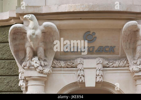 La Bulgaria, Sofia Downtown Jugendstil i dettagli di costruzione Foto Stock