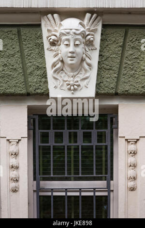 La Bulgaria, Sofia Downtown Jugendstil i dettagli di costruzione Foto Stock