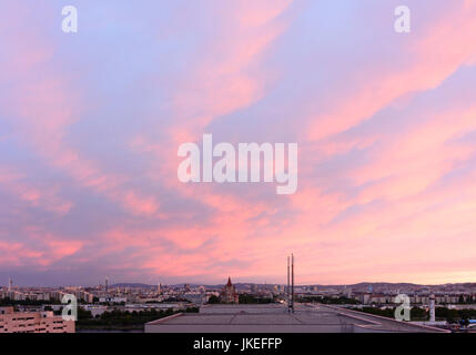Il Danubio, il centro città, il Prater, Wien, Vienna, panoramica, Wien, Austria Foto Stock